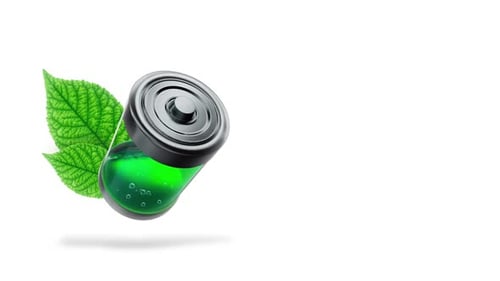 Eco-Friendly Battery with Green Leaf