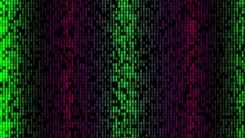 Computer Binary Code Animation On Black Background. Matrix Code Digital Binary Code Programming