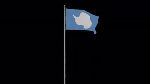 Antarctica Flag on Pole Alpha Channel