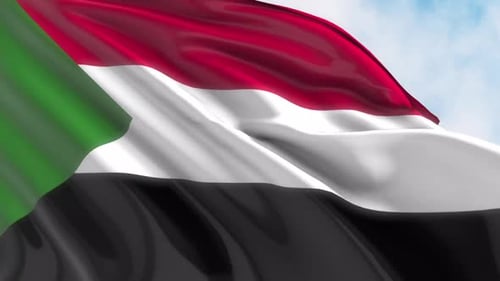 Realistic Waving Flag of Sudan