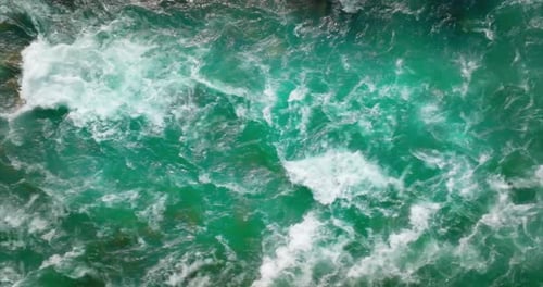 Top Down View of Fast Moving Mountain River Canada