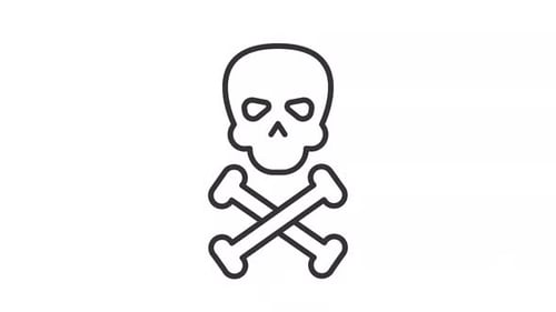 Minimalist Skull and Crossbones Icon Loop Animation