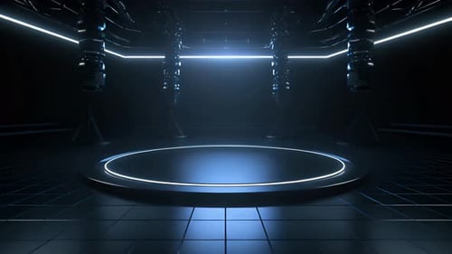 Podium Futuristische Vitrine mit Plattform für Produktausstellungen. Leeres modernes Bühnendisplay