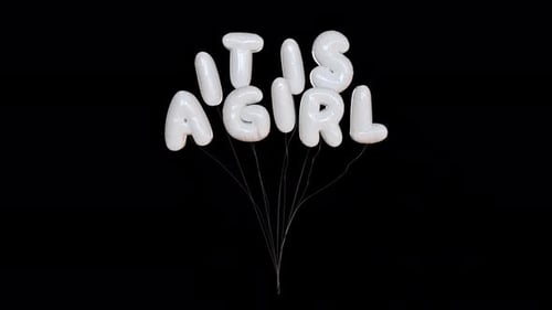 White It's a Girl Balloon Text Animation