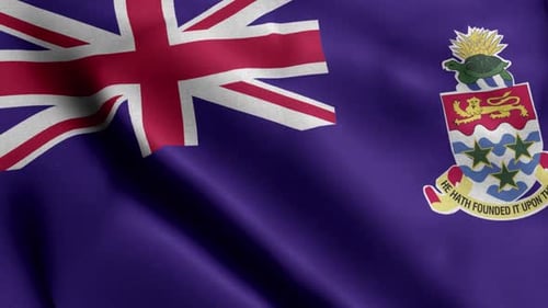 Cayman Islands National Flag Waving Realistic Loop Animation
