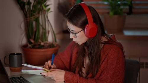 Young Adult Studies at Desk with Laptop