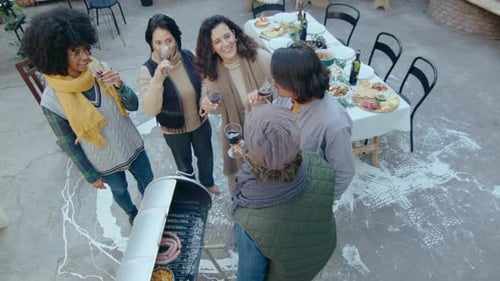 Friends Toasting Wine Outdoors for Celebration