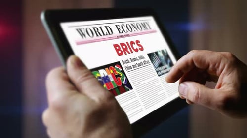 Journal de l'association économique des BRICS sur écran mobile et tablette