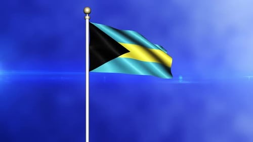 The Bahamas National Flag Waving Seamless Loop Animation