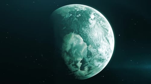 Stylized Green Planet in Space