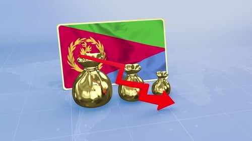 Eritrea Economy Decline with Red Arrow Economic Crisis Infographics