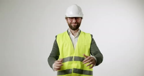 Happy Engineer Celebrates Success in Studio A Portrait of Joy and Achievement