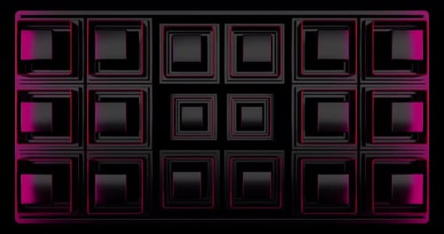 Pared de bloques cúbicos negros en movimiento abstracto en bucle sin fisuras 04