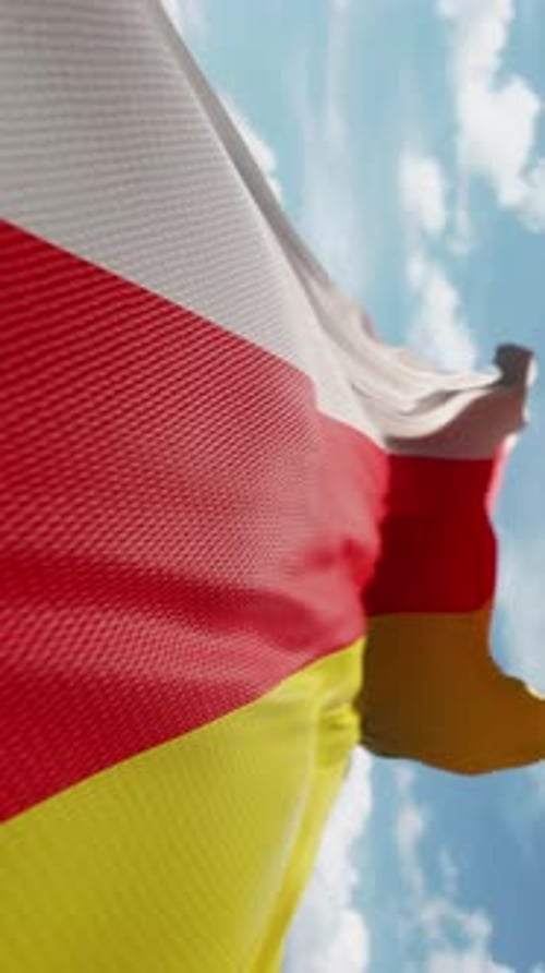 Realistic South Ossetia National Flag Waving Vertically