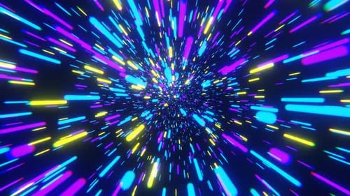 Purple Cyan And Yellow Infinite Hyper Space Neon Tunnel Background Vj Loop I 4K