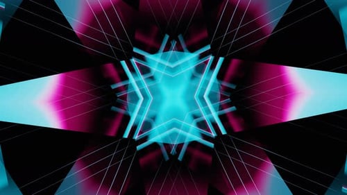 Abstract Rotating Purple and Blue Neon Geometry Vj Loop Animation