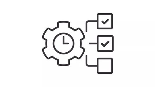 Animated Process Completion Icon with Gear and Checklist