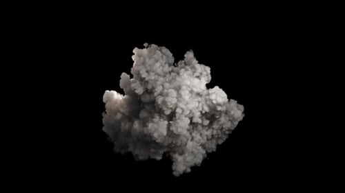 Große Rauchwolken explodieren in Richtung Kamera