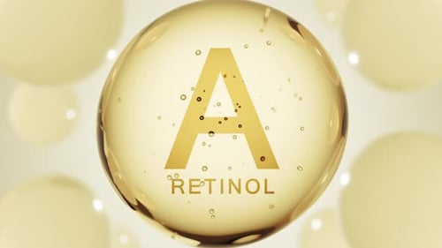 A Golden Glossy Sphere Representing Vitamin A Retinol Dietary Supplement Medical or Pharmacy Concept