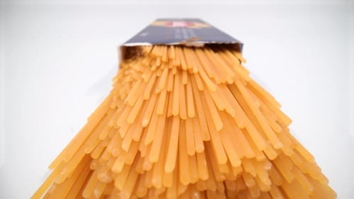 Box of Spaghetti Noodles Overflowing