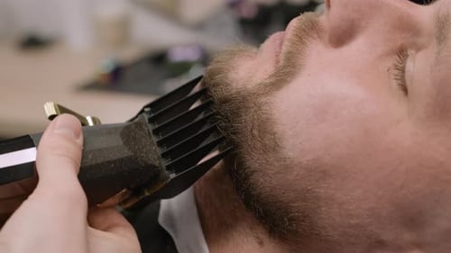 Beard Trim Close Up in Barbershop