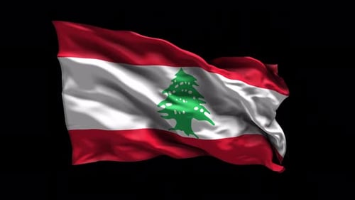 Waving Flag of Lebanon with Realistic Fabric Motion