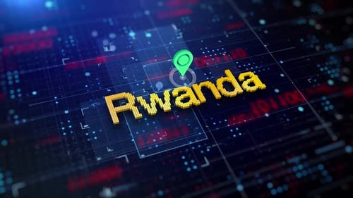 Pixelierter Name des Landes Ruanda