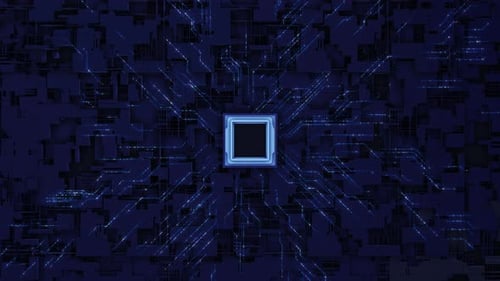 Futuristic Circuit Board Background with Digital Data Lines Animation