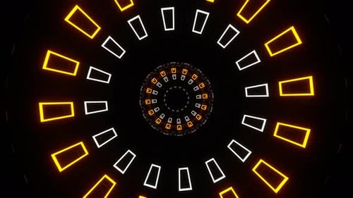 Orange And White Neon Light Spherical Tunnel Background Vj Loop In 4K