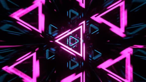 Cyan And Pink Dynamic Strobe Triangle Tunnel Background Vj Loop I 4K