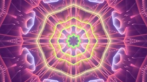 Hypnotic Abstract Neon Kaleidoscope Loop Animation