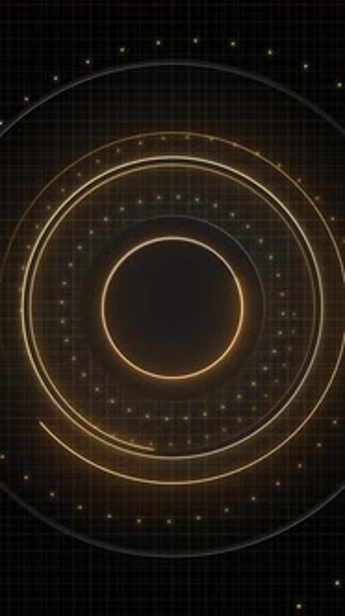 Golden Rings 3D Beautiful luxury ring circle luxury Holidays background, spotlight Christmas