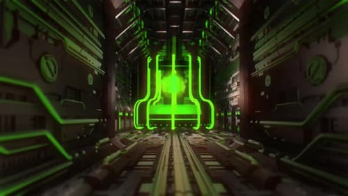 Futuristic Sci-Fi Tunnel with Holographic Human Face Reveal