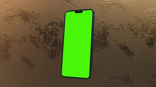 animation 3D smartphone green screen In gold plate