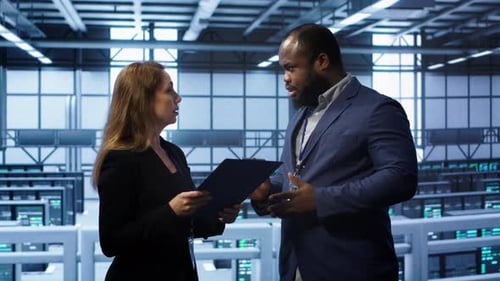 Team of Admin in Server Hub Checking Recovery Plan Monitoring Data Center