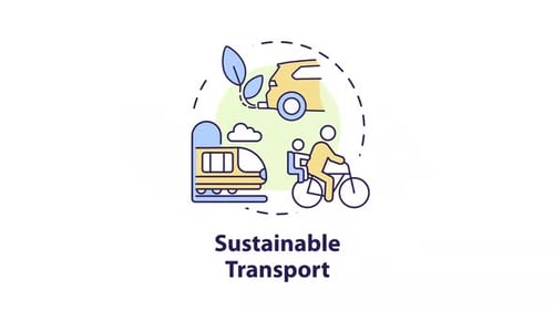 Animación de iconos del concepto de transporte ecológico
