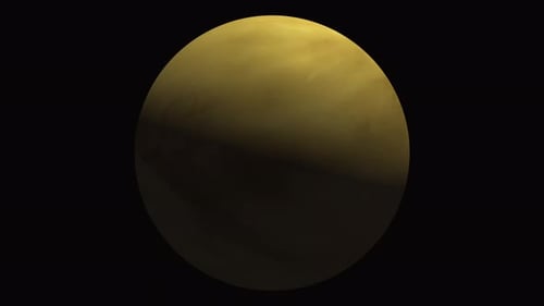 View of spinning Venus atmosphere planet animation.