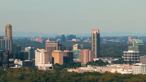 Urban Atlanta Cityscape of Buckhead Uptown with Modern Corporate and Residential Skyscraper