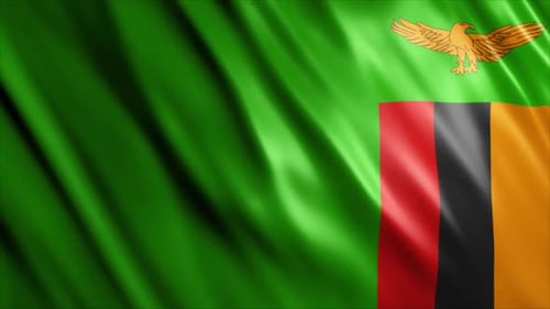 Zambia National Flag Waving Fabric Realistic Animation Loop