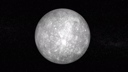 Mercury planet Rotating on space or galaxy and stars milky way, Animation planet Mercury seen. 1874