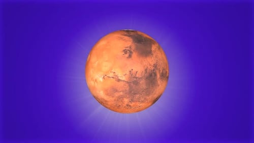 Front view of rotating mars planet with background, science and technology Video concept. Vd 861