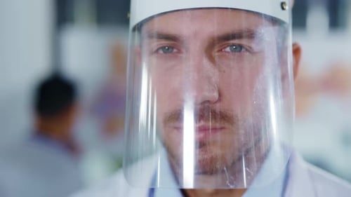 Doctor Wearing a Face Shield in a Hospital