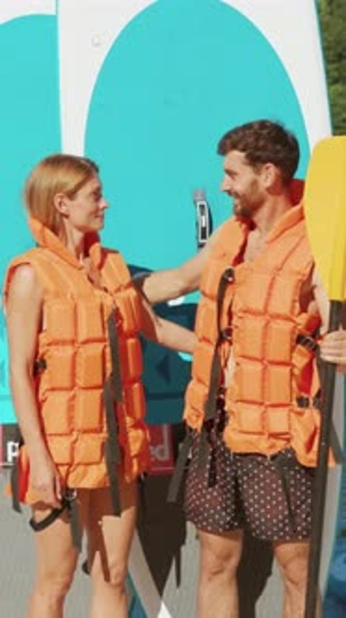 Outdoor Adventure Excitement with Life Jackets While on a Beautiful Lake Experience