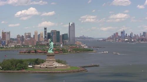 New York City, New York Circa-2017, Aerial View of Statue of Liberty