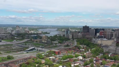 Dolly downtown ottawa aerial beauty