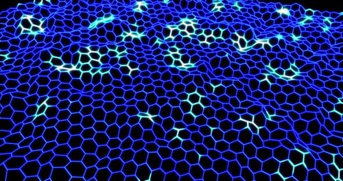 Futuristic Glowing Hexagon Grid Network Background Loop