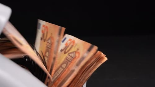Money Counter Processing 50 Euro Banknotes