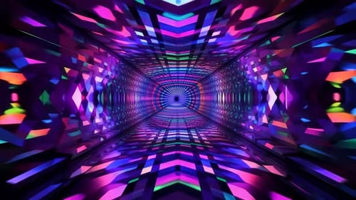 Futuristic Geometric Neon Tunnel Motion Loop