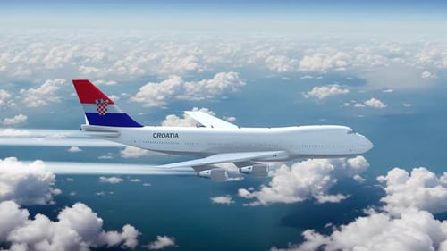 Croatian Passenger Plane Flying Above Clouds