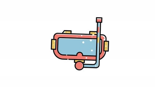Animationsvideo der roten und blauen Tauchmaske.